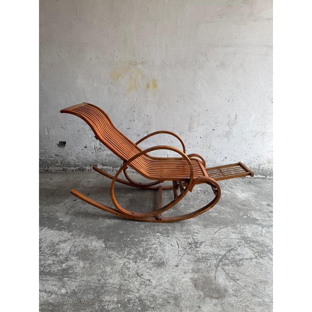 Wood Vintage Wooden Rocking Chaise Longue with Circular Frame For Sale - Image 7 of 9