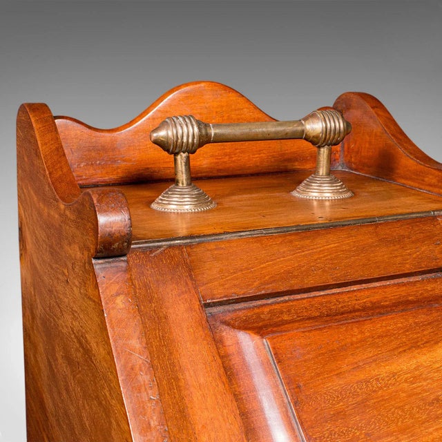 Antique Coal Purdonium, English, Walnut, Brass, Fireside Fuel Keep, Victorian For Sale - Image 9 of 12