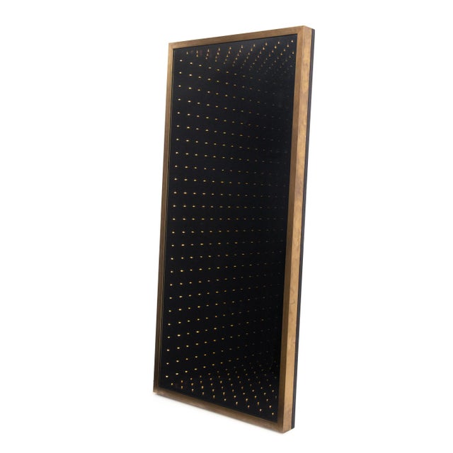 Modern Brass Infinity Full-Length Wall Mirror, 1970s. Mirror plate: 62.25" H x 27.25" W; frame: 64.5" H x 29.5" W x 2.75"...