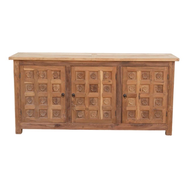 Reclaimed Teak Lotus Flower Sideboard For Sale