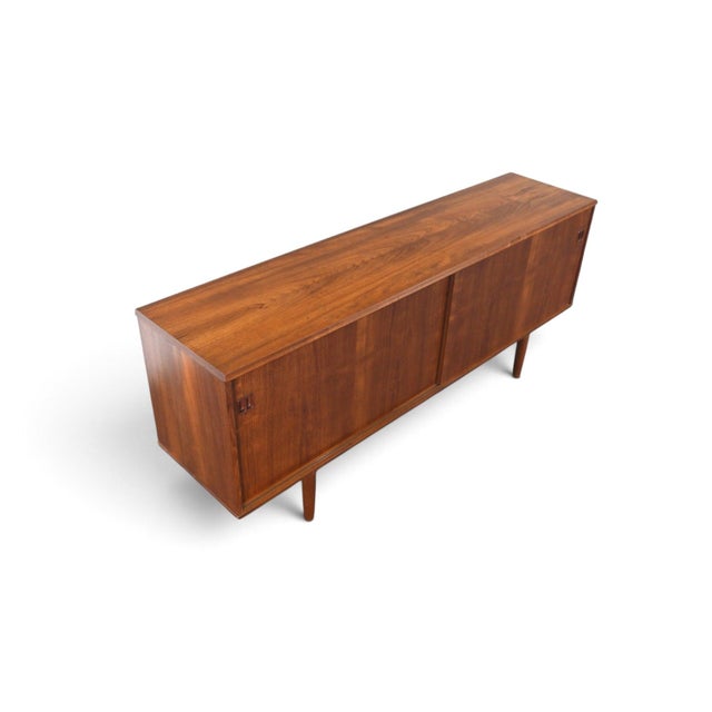 Brown Danish Modern Square Pull Credenza in Teak For Sale - Image 8 of 9