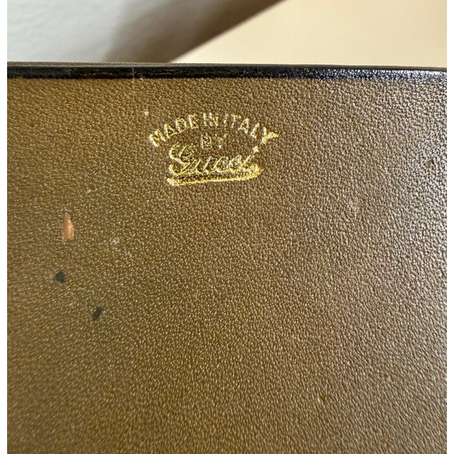 Vintage 1970’s Gucci Leather and Faux Bamboo 5 piece Desk Set For Sale - Image 13 of 15