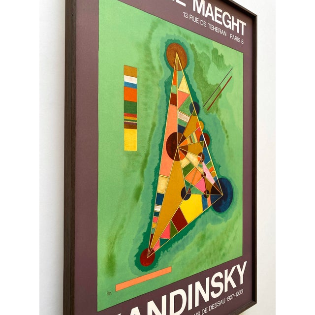 Metal Wassily Kandinsky Vintage 1965 Mid Century Modern Fine Art Lithograph Print Framed Paris Exhibition Poster " Bunt Im Dreieck " 1927 For Sale - Image 7 of 16