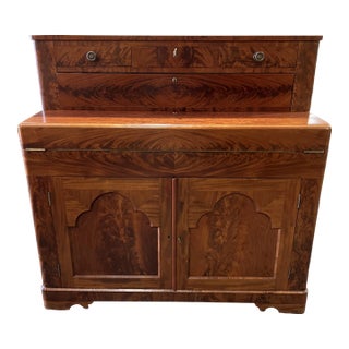 Early 19th Century Antique Georgian Flame Mahogany Secretary For Sale