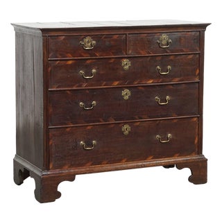 Antique and Early Georgian English Oak Chest of Drawers with Inlay For Sale