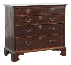 Antique and Early Georgian English Oak Chest of Drawers with Inlay