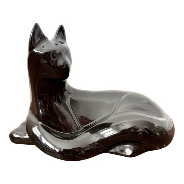 Vintage Modern Haeger Ceramic Black Cat Art Sculpture Mid Century MCM For Sale