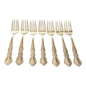 1950s Vintage Rogers "Heritage" Pattern Silverplate Salad- Dessert Forks- Set of 7
