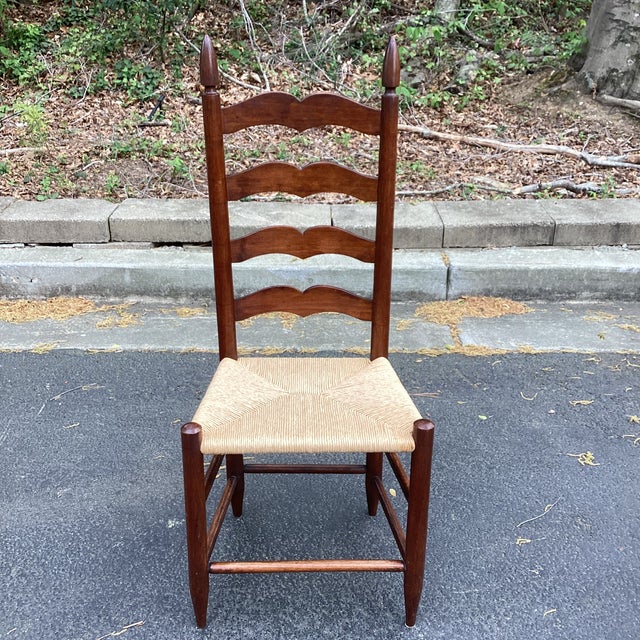 Vintage tall classic ladderback set, with intact rush seats. Set of 4.