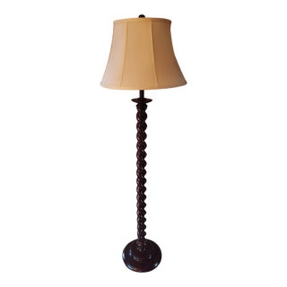 Restoration Hardware Twisted Barley Turned Wood Floor Lamp For Sale