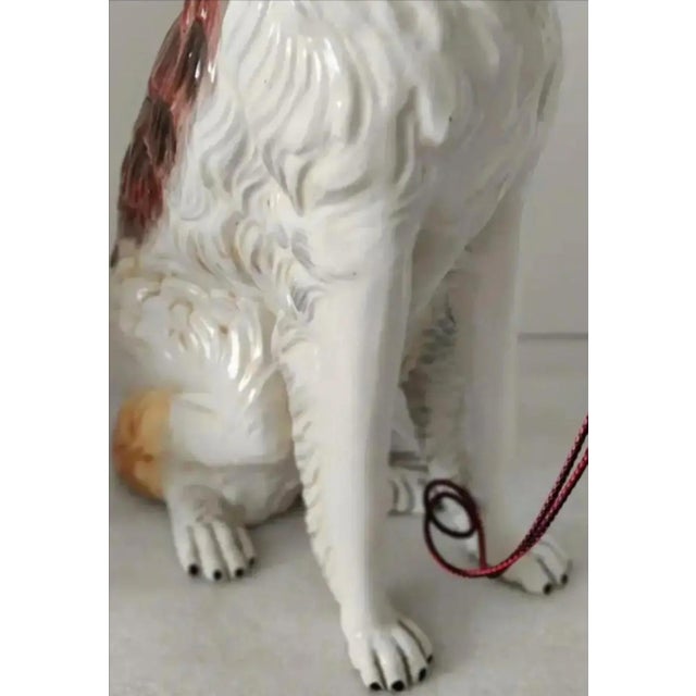 Life Size Glazed Porcelain Borzoi Dog Statue Made in Italy, Circa 1960 For Sale - Image 11 of 12