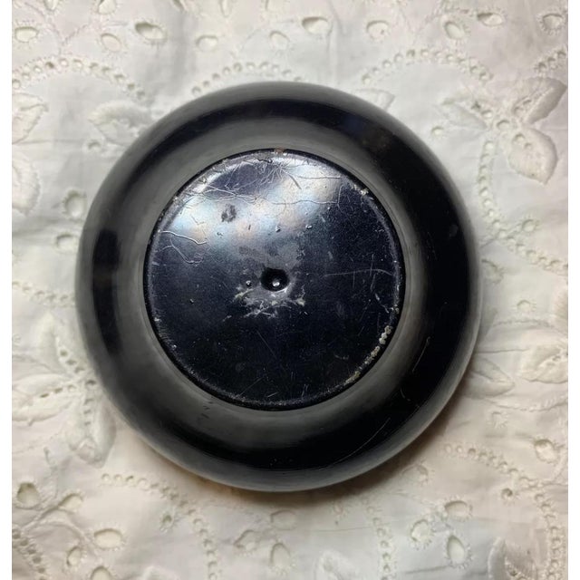 Metal Mid 20th Century Vintage Mid Century Enameled Brass Covered Dish Black With Boat and Trees For Sale - Image 7 of 7