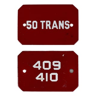 Pair of Vintage Porcelain / Enamel Wall Sign Plaques With Numbers For Sale