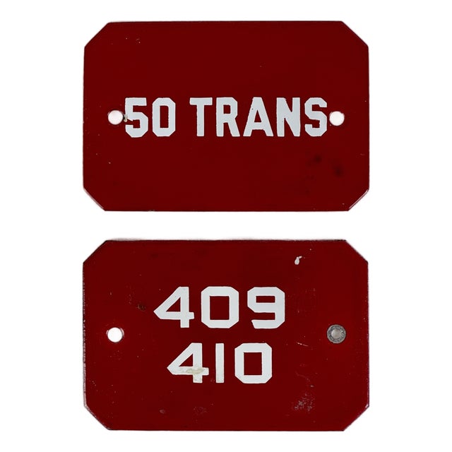 Pair of Vintage Porcelain / Enamel Wall Sign Plaques With Numbers For Sale