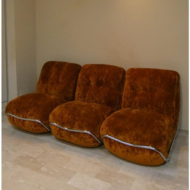 Modular 3-Seater Sofa in Steel and Velvet by Adriano Piazzesi, Italy, 1970s, Set of 3 For Sale - Image 12 of 15