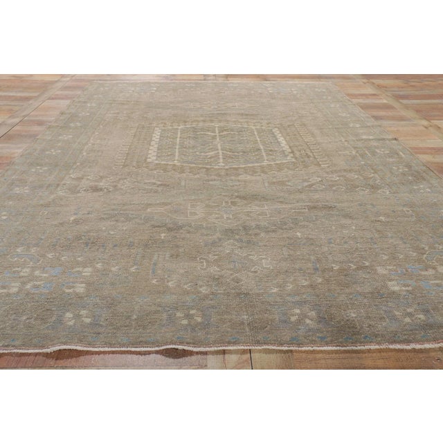 Taupe Mid 20th Century Vintage Persian Viss Tonal Rug, 06'07 X 10'01 For Sale - Image 8 of 10