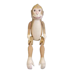 Antique Jointed Composition Monkey Window Shelf Sitter