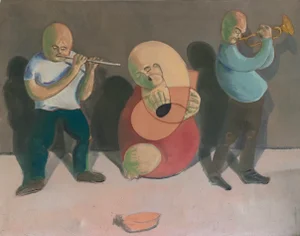 Vintage Painting - Three Street Musicians