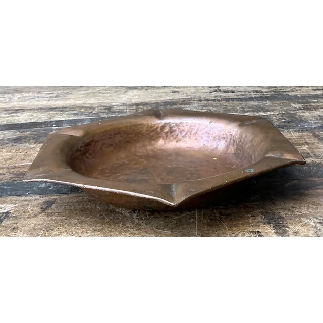 Vintage Hexagonal Hammered Copper Ashtray For Sale - Image 13 of 16