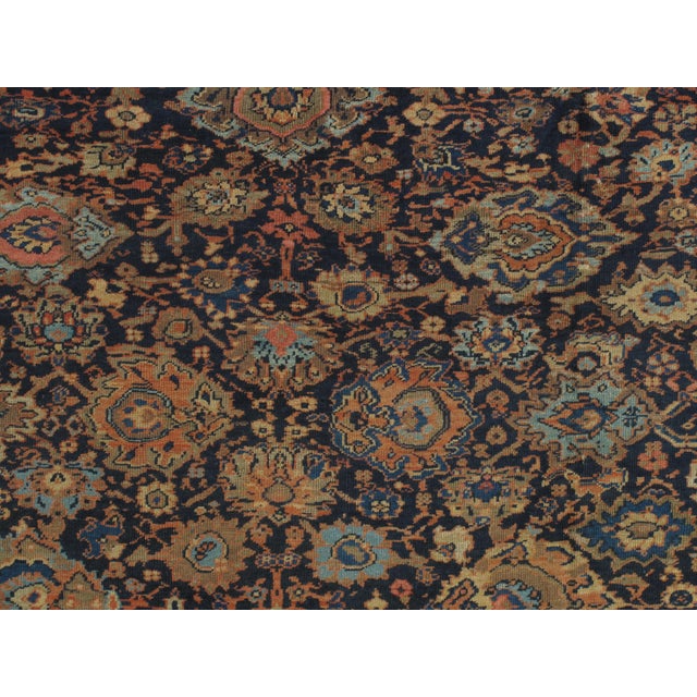 Persian Antique Persian Sultanabad Handmade Oriental Navy Blue, Rust & Gold Rug For Sale - Image 3 of 12
