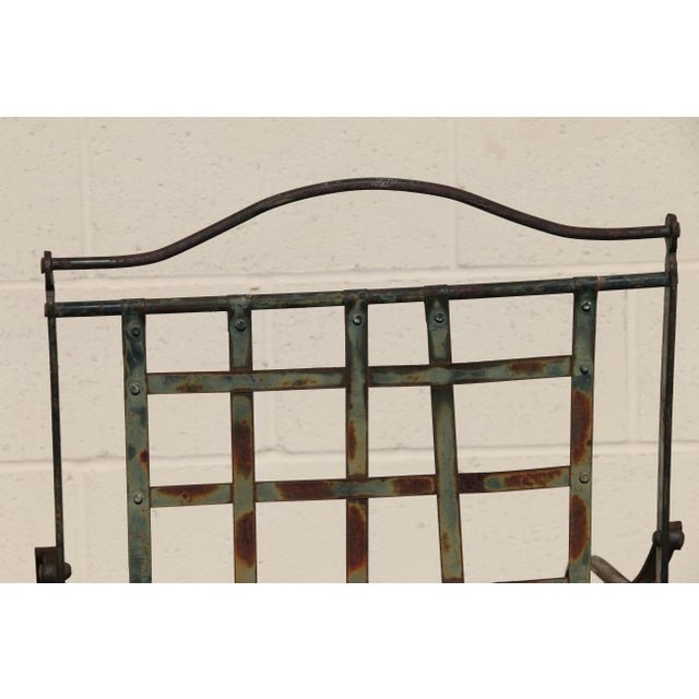 Vintage Pair of 1970s Hervé Baume French Wrought Iron Folding Patio Chairs With Rustic Patina | Outdoor Garden Armchairs For Sale - Image 12 of 18
