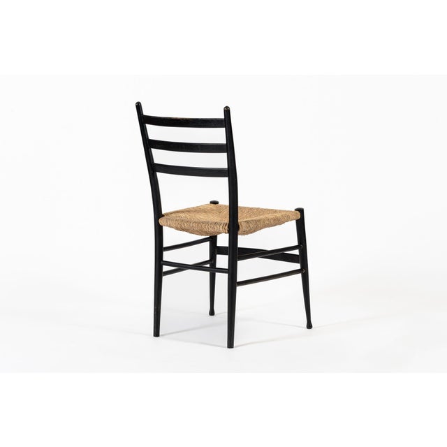 Vintage Mid Century Black Wood and Rush Wicker Dining Chair For Sale In Detroit - Image 6 of 12