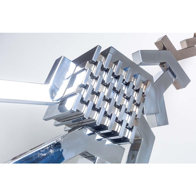 1960s Cubist Sculpture in Mirror Polished Chrome For Sale - Image 4 of 6