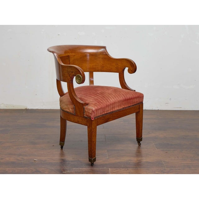 Mid 19th Century Biedermeier Walnut Tub Chair With Curved Crest Rail, 19th Century For Sale - Image 5 of 9