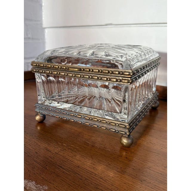 1960s Castilian Lead Crystal - Extra Large - Hinged Gilt Bronze Box - Casket - Jewelry Box For Sale - Image 4 of 12