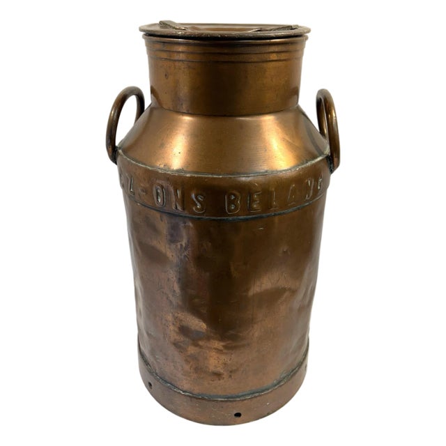 Vintage French Copper Milk Can Umbrella Stand For Sale