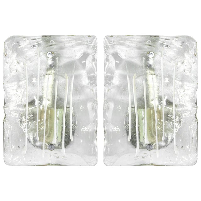 Transparent Austria, 1960s Murano Glass Ice Drip Sconces - a Pair For Sale - Image 8 of 8
