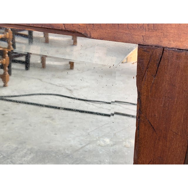 Brown 1920 Antique Arts & Crafts Carved Oak Wall Mirror For Sale - Image 8 of 11