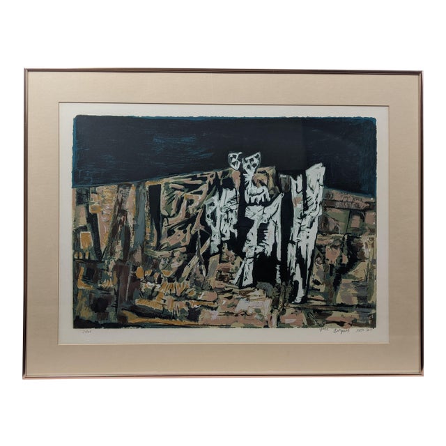 1980s Signed Limited Edition Yosl Bergner Lithograph, 20/135, Framed With Embossed Publisher's Blindstamp For Sale