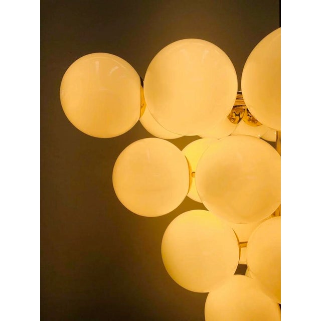 Glass 21st Century Italian Grappolo Polished Brass Glossy White Murano Glass Chandelier by Fabio LTD For Sale - Image 7 of 7