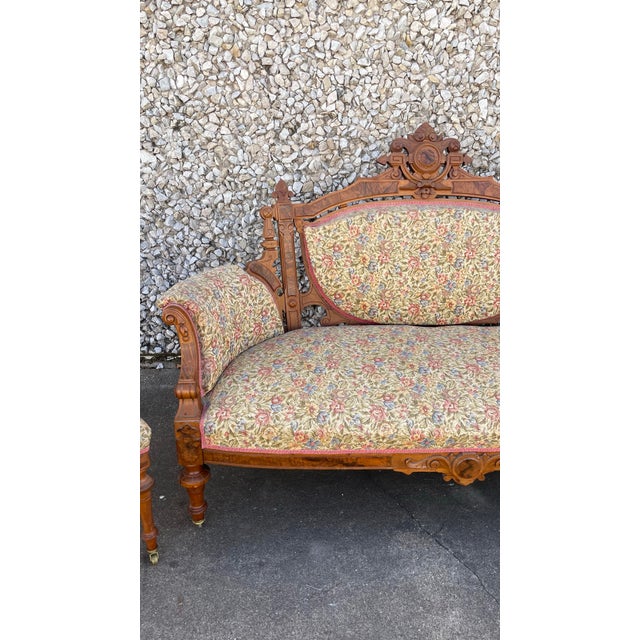 Wood Victorian American Renaissance Revival Style Parlor Set - 5 PCS For Sale - Image 7 of 12