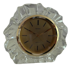1980s Elegant "Ice Formation" Cut Crystal Seiko Mantle Clock Face Working Condition - Battery Operated