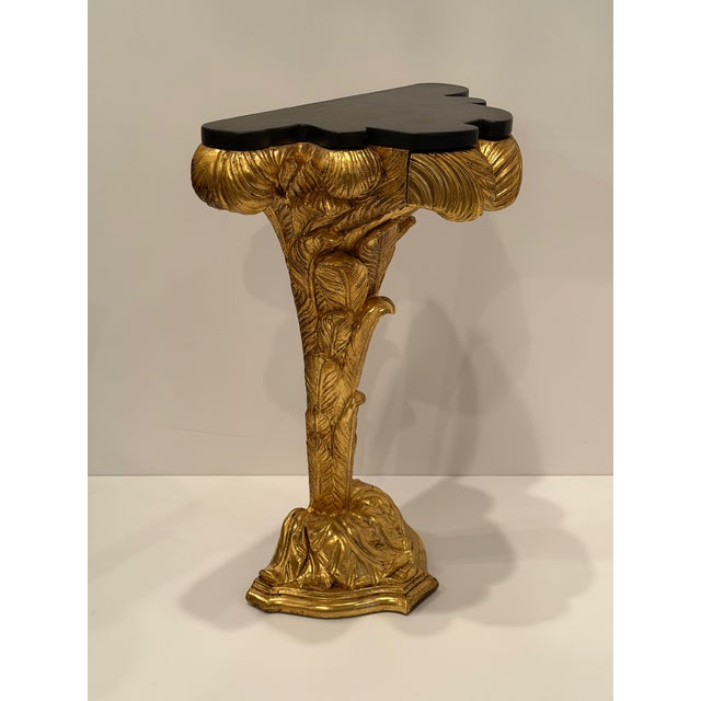 Small Giltwood & Black Laquer Consoles in the Manner of Serge Roche For Sale - Image 12 of 14