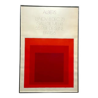 Vintage Josef Albers 1973 Square Modernist Silkscreen Print Paris Exhibit Poster For Sale