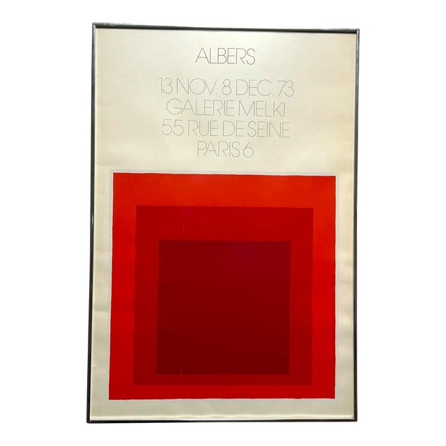 Vintage Josef Albers 1973 Square Modernist Silkscreen Print Paris Exhibit Poster For Sale