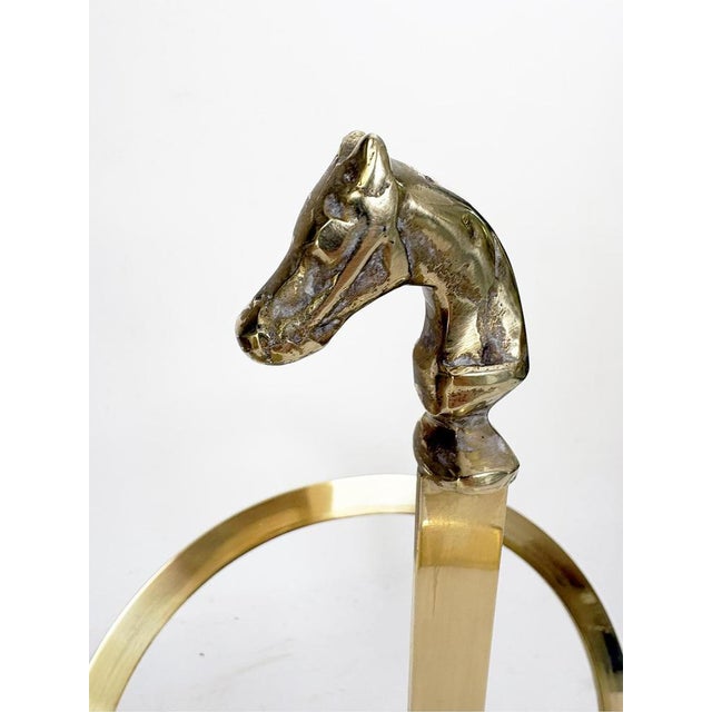 1970s Vintage Brass Magazine Rack with Horse Detail, France, 1970s For Sale - Image 5 of 8