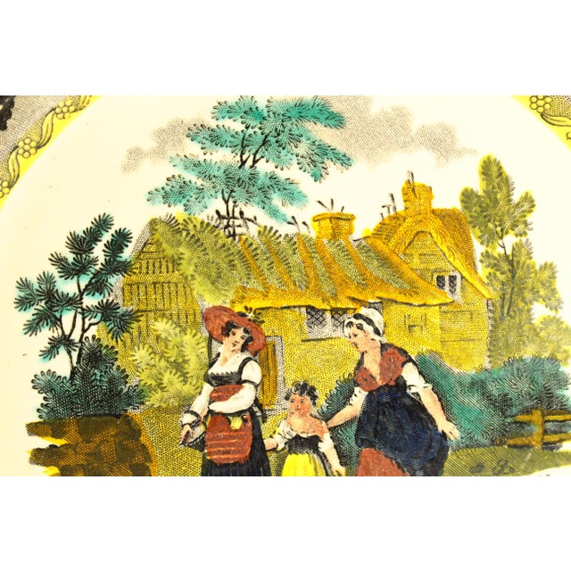 Early 19th Century 1830s Creil-Montreau French Faience Polychrome Transfer Plate 3 Generations For Sale - Image 5 of 12