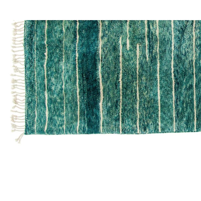 2020s Ombre Striped Hand-Knotted Moroccan Wool Rug | 10'1" X 6'7" | One of a Kind For Sale - Image 5 of 8
