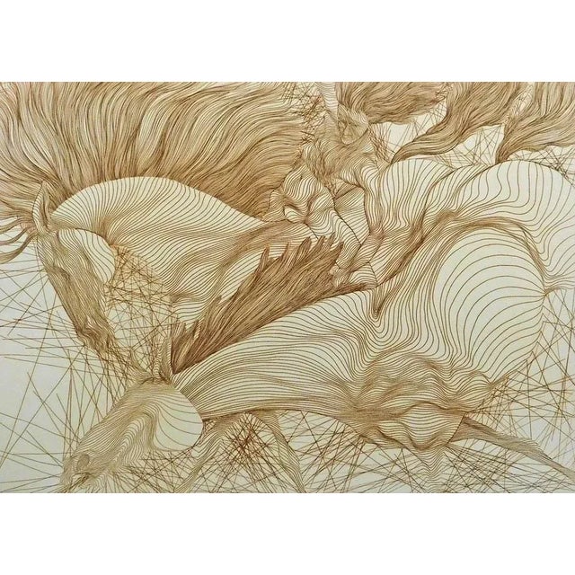 1980s Guillaume Azoulay "Deux Chevaux" Original Etching of Horses For Sale - Image 4 of 5