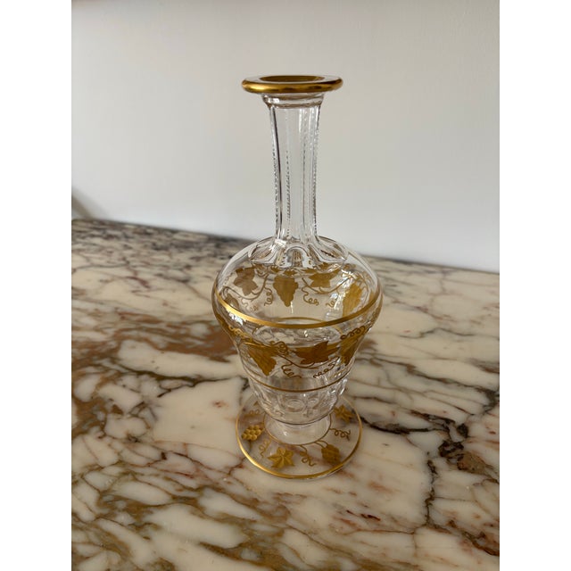 Metal Vintage Val Saint Lambert Pampre D’Or Crystal Decanter For Sale - Image 7 of 10