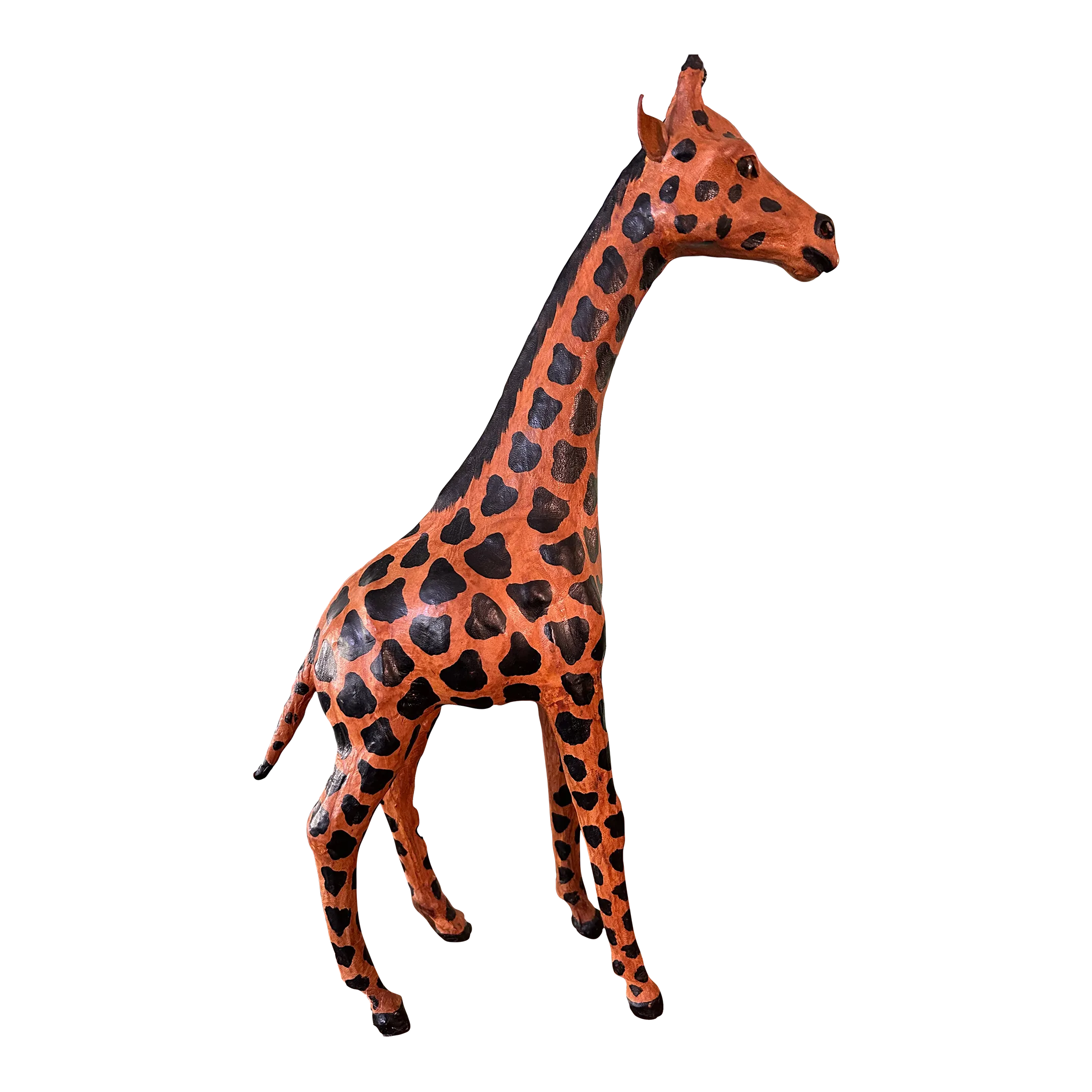 【レア】　 London giraffe 1970's 18” Leather Wrapped Hand Painted Giraffe Model | Chairish