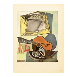 1946 After Picasso, "Still Life With Guitar" Second Edition Period Parisian Offset Lithograph