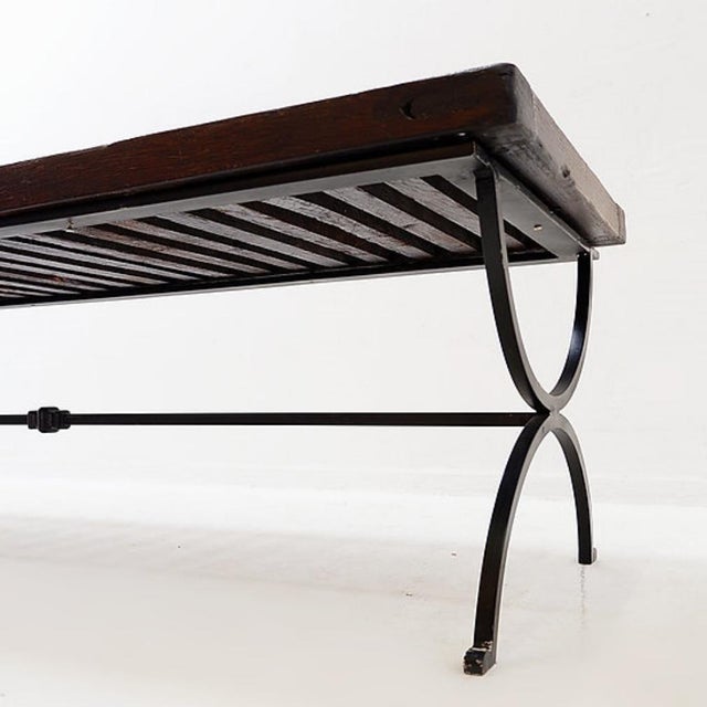 Coffee Table in Openwork Wood with Wrought Iron Legs For Sale - Image 15 of 16