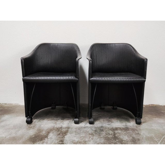 Model 8552 Artona Armchairs in Leather attributed to Afra & Tobia Scarpa for Maxalto, Italy, 1985, Set of 4 For Sale - Image 12 of 16