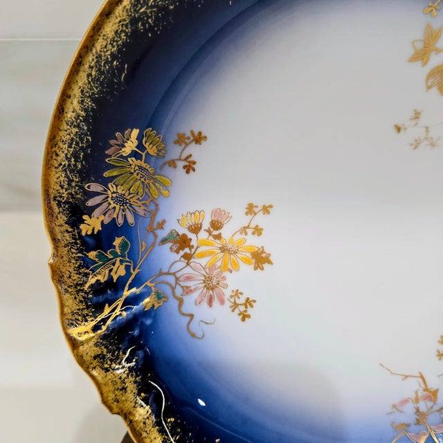 Blue M. Redon Limoges France Blue & Gold Floral Catchall Dish, 6 Inch For Sale - Image 8 of 10