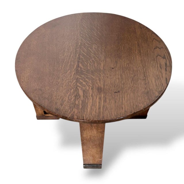 Arts & Crafts Oak Circular Low Table, 1890s For Sale - Image 4 of 9